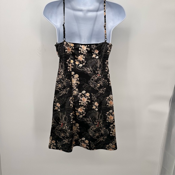 Urban Outfitters Dragon Print Black and Gold Dress Adjustable Straps Bodycon - Picture 2 of 14